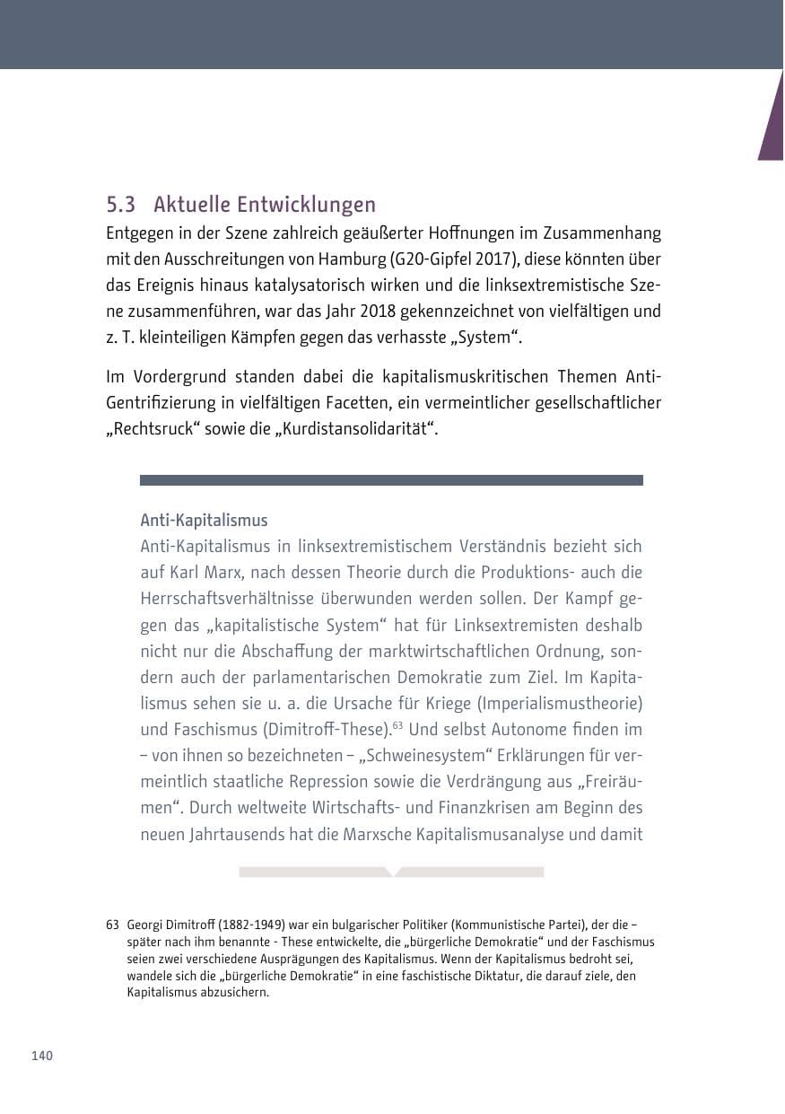 Seite 140 des Verfassungsschutzbericht 2018 Berlin