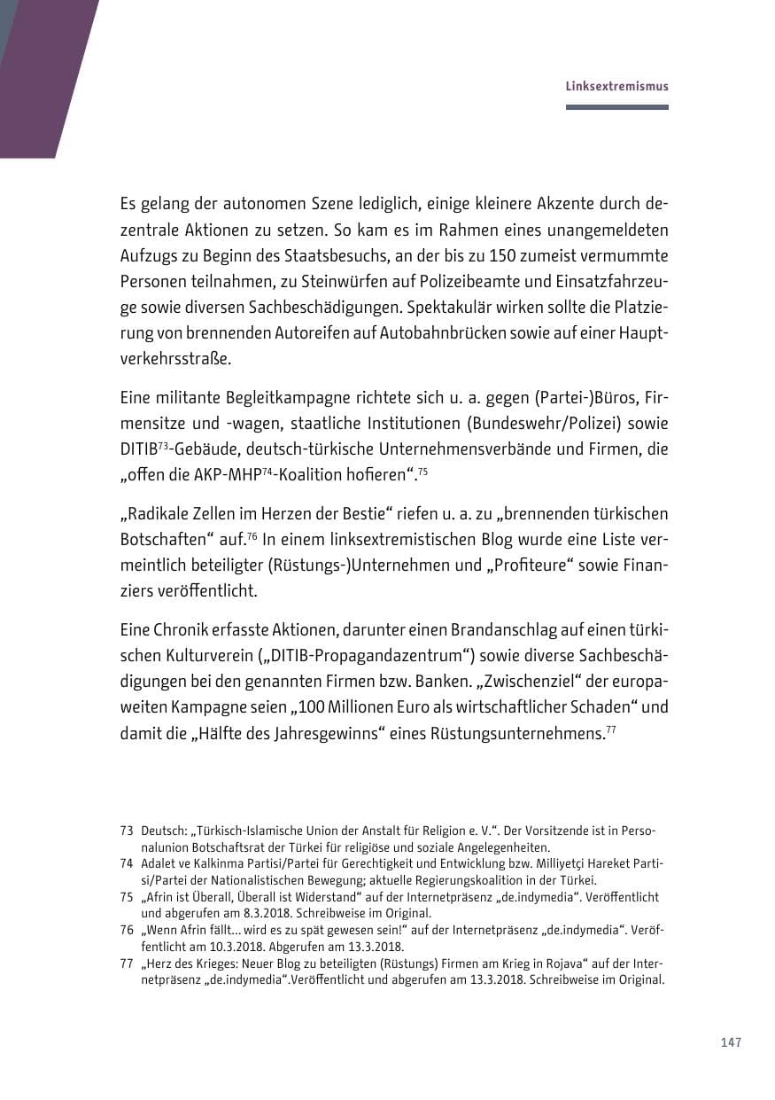 Seite 147 des Verfassungsschutzbericht 2018 Berlin