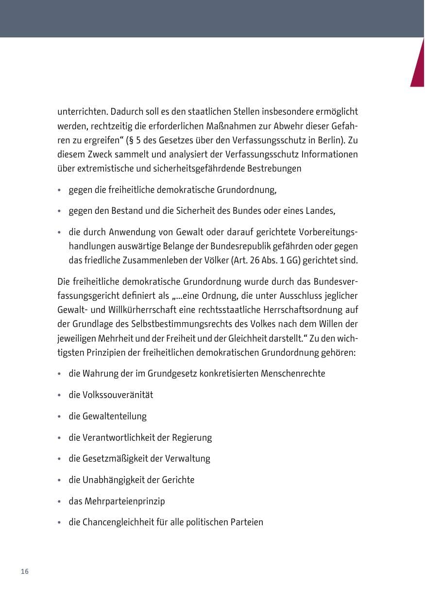 Seite 16 des Verfassungsschutzbericht 2018 Berlin