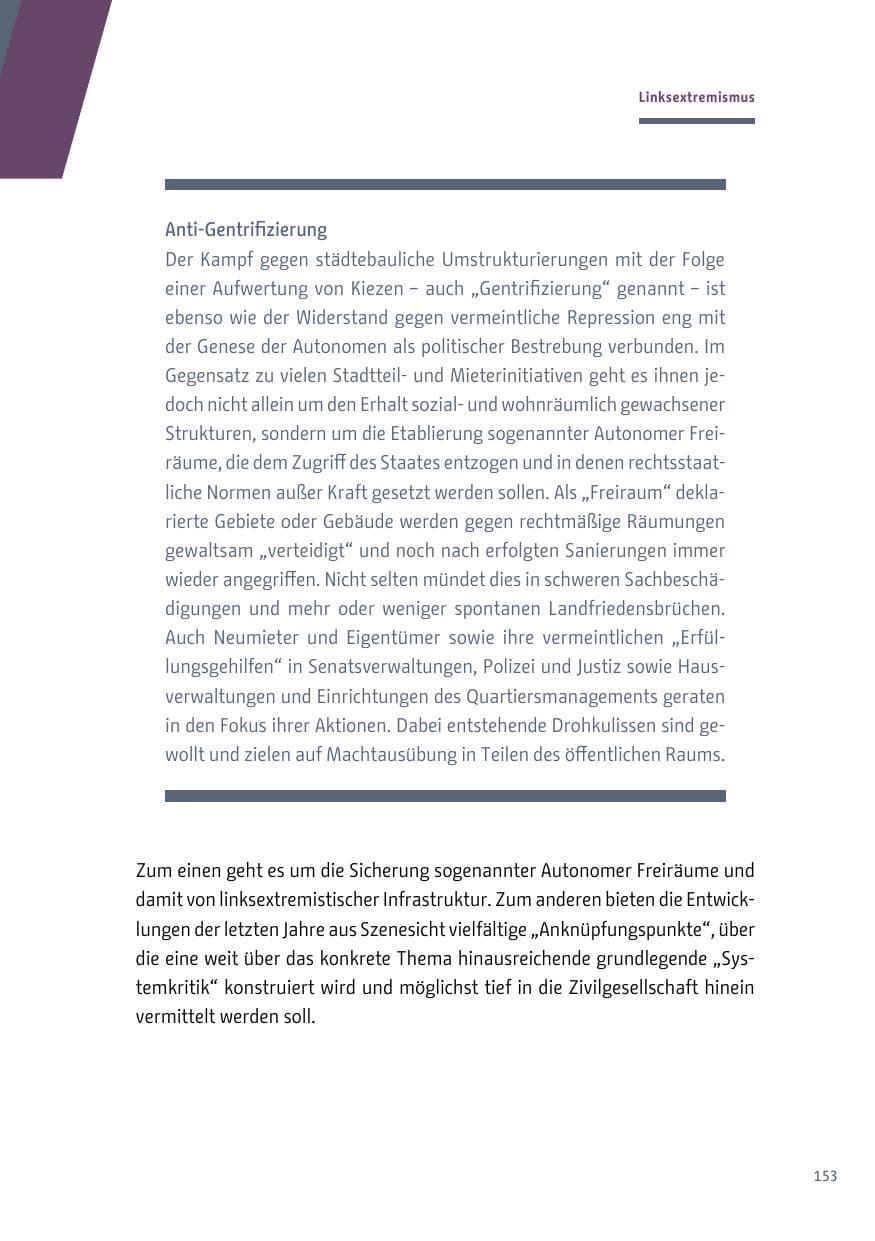 Seite 153 des Verfassungsschutzbericht 2018 Berlin