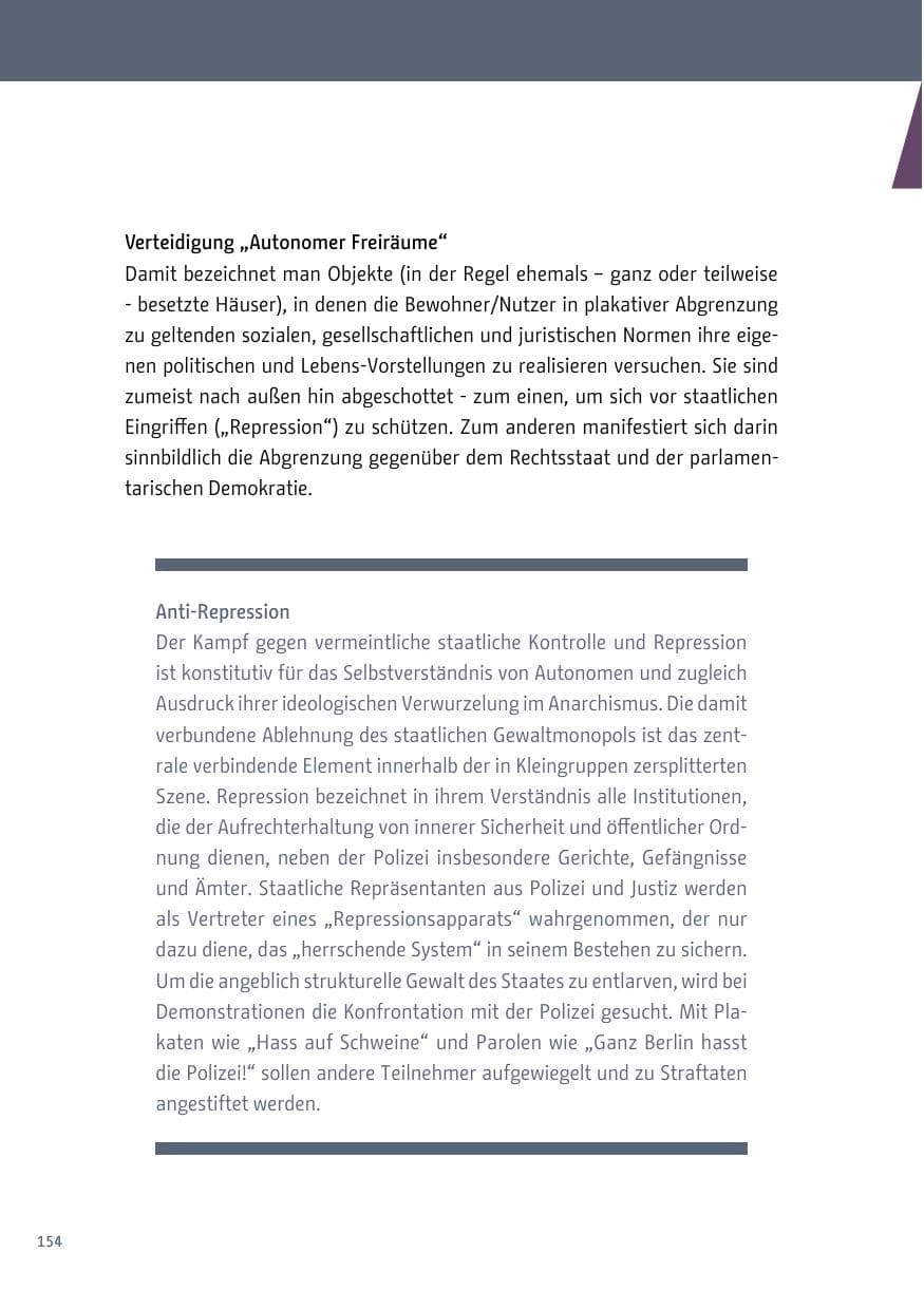 Seite 154 des Verfassungsschutzbericht 2018 Berlin