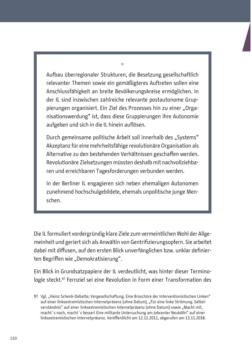 Seite 160 des Verfassungsschutzbericht 2018 Berlin