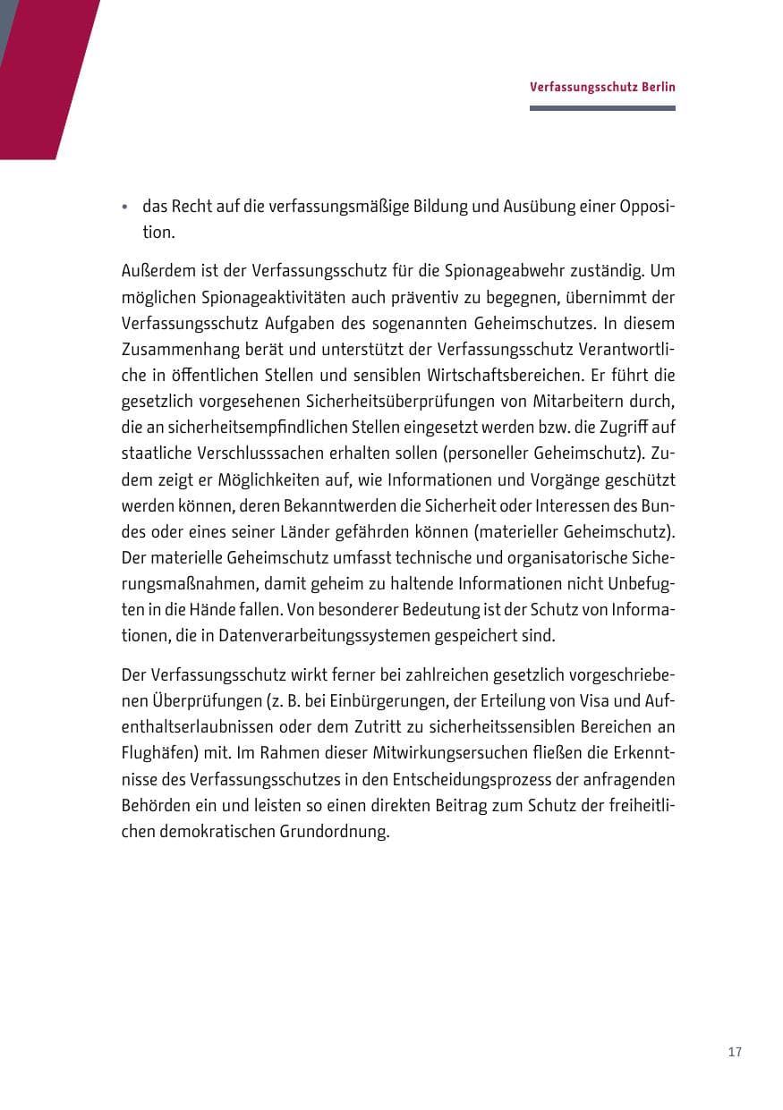 Seite 17 des Verfassungsschutzbericht 2018 Berlin