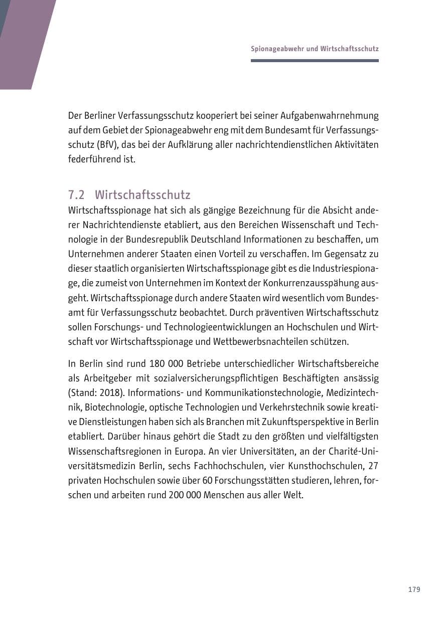 Seite 179 des Verfassungsschutzbericht 2018 Berlin