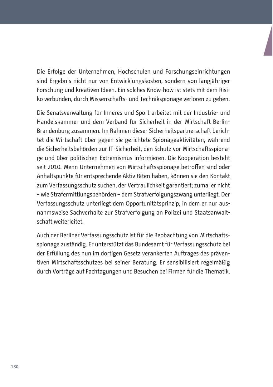 Seite 180 des Verfassungsschutzbericht 2018 Berlin