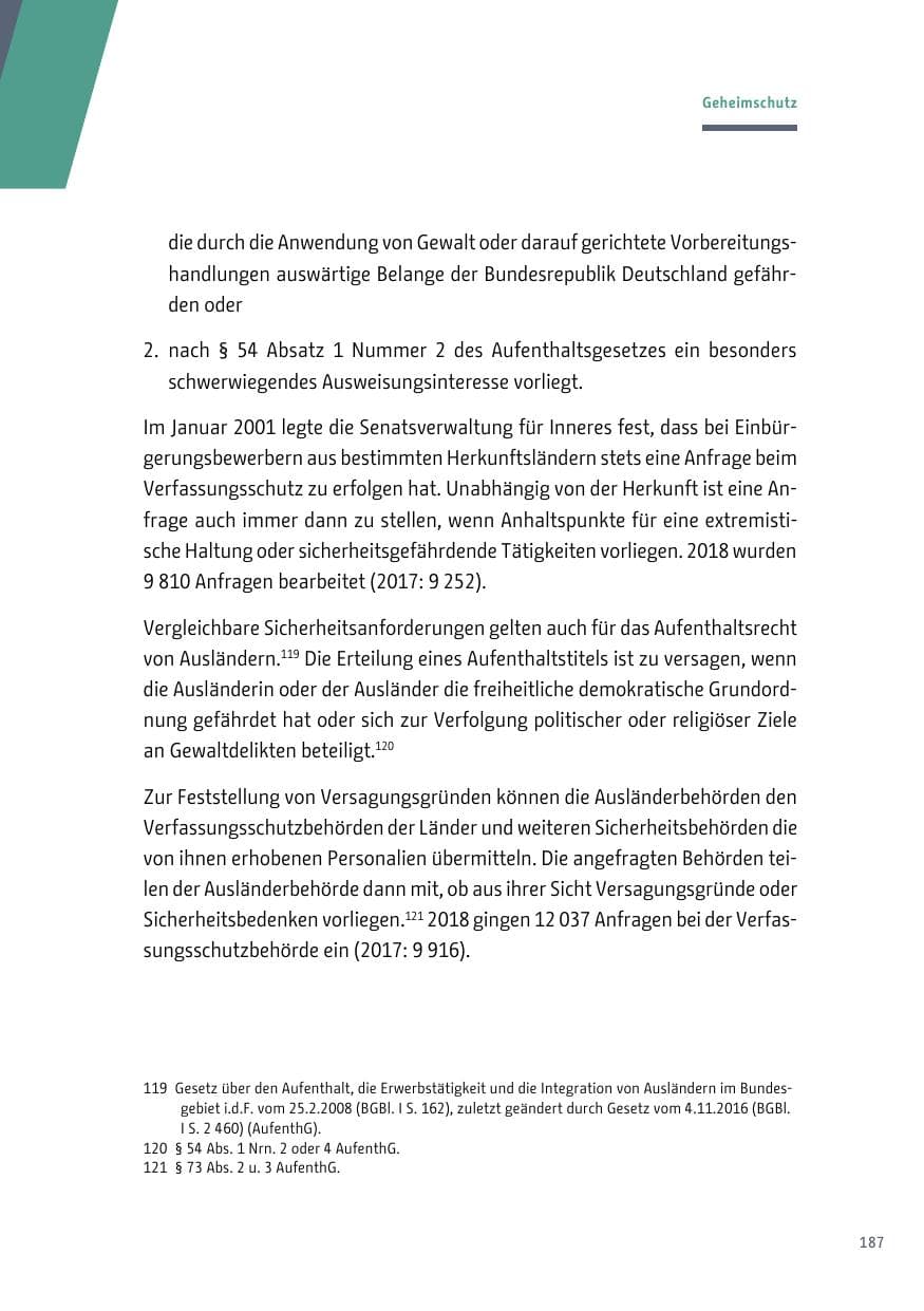 Seite 187 des Verfassungsschutzbericht 2018 Berlin