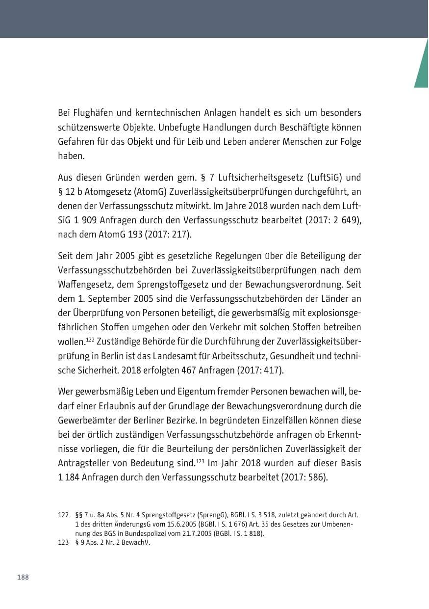 Seite 188 des Verfassungsschutzbericht 2018 Berlin