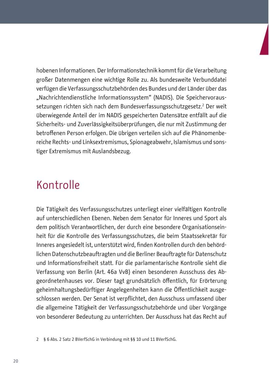 Seite 20 des Verfassungsschutzbericht 2018 Berlin
