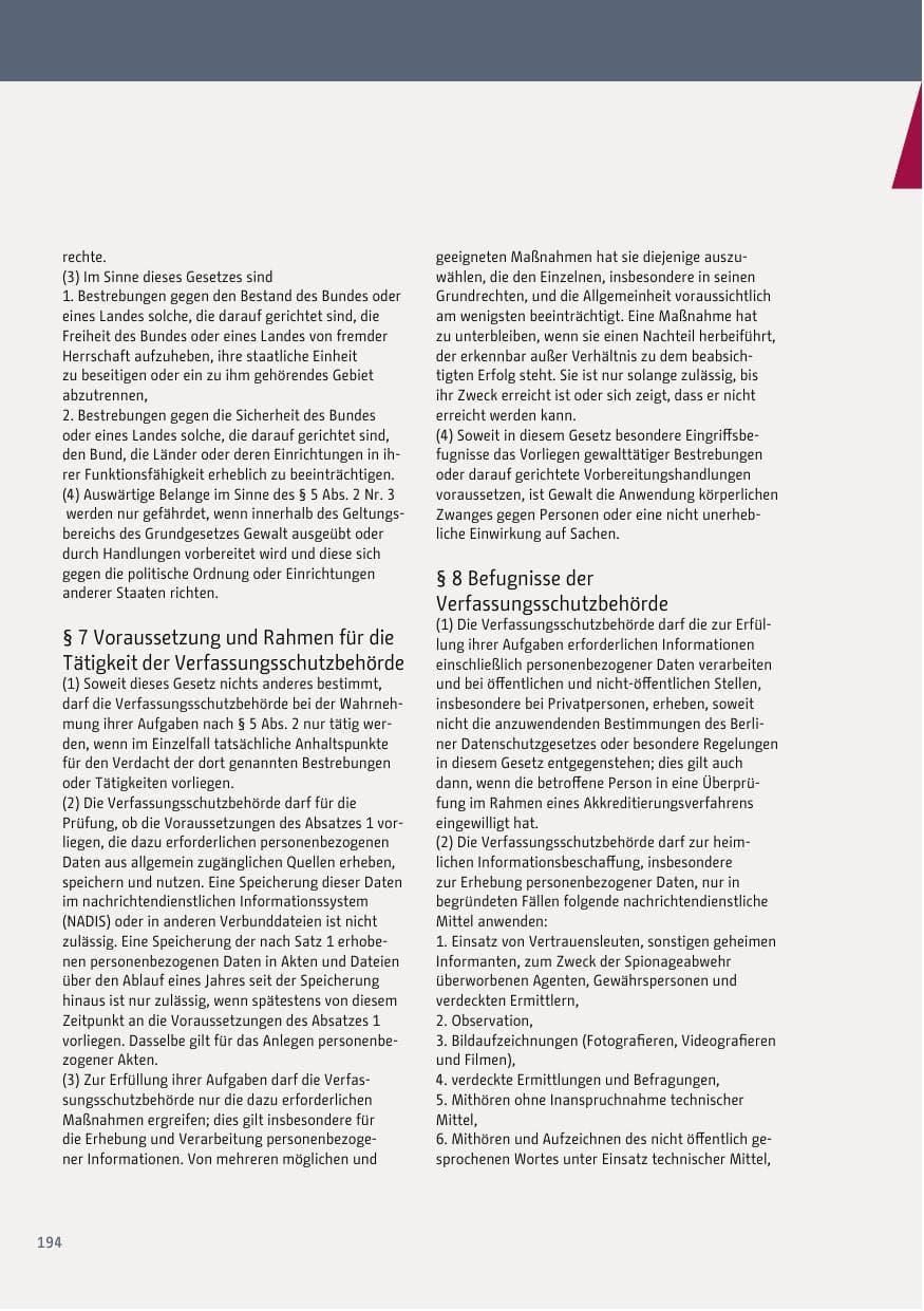 Seite 194 des Verfassungsschutzbericht 2018 Berlin