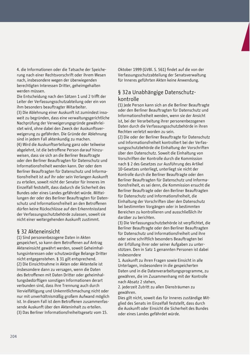 Seite 204 des Verfassungsschutzbericht 2018 Berlin