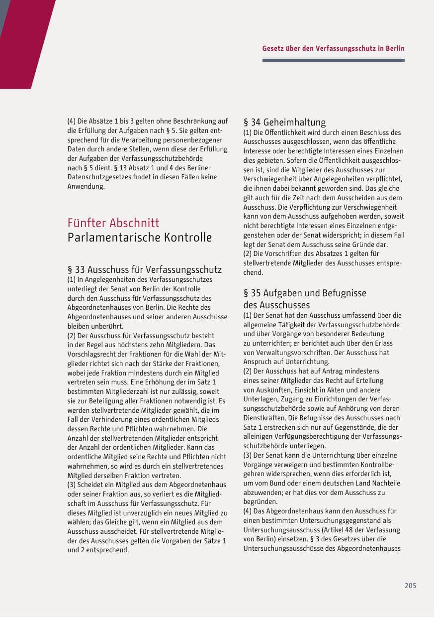 Seite 205 des Verfassungsschutzbericht 2018 Berlin