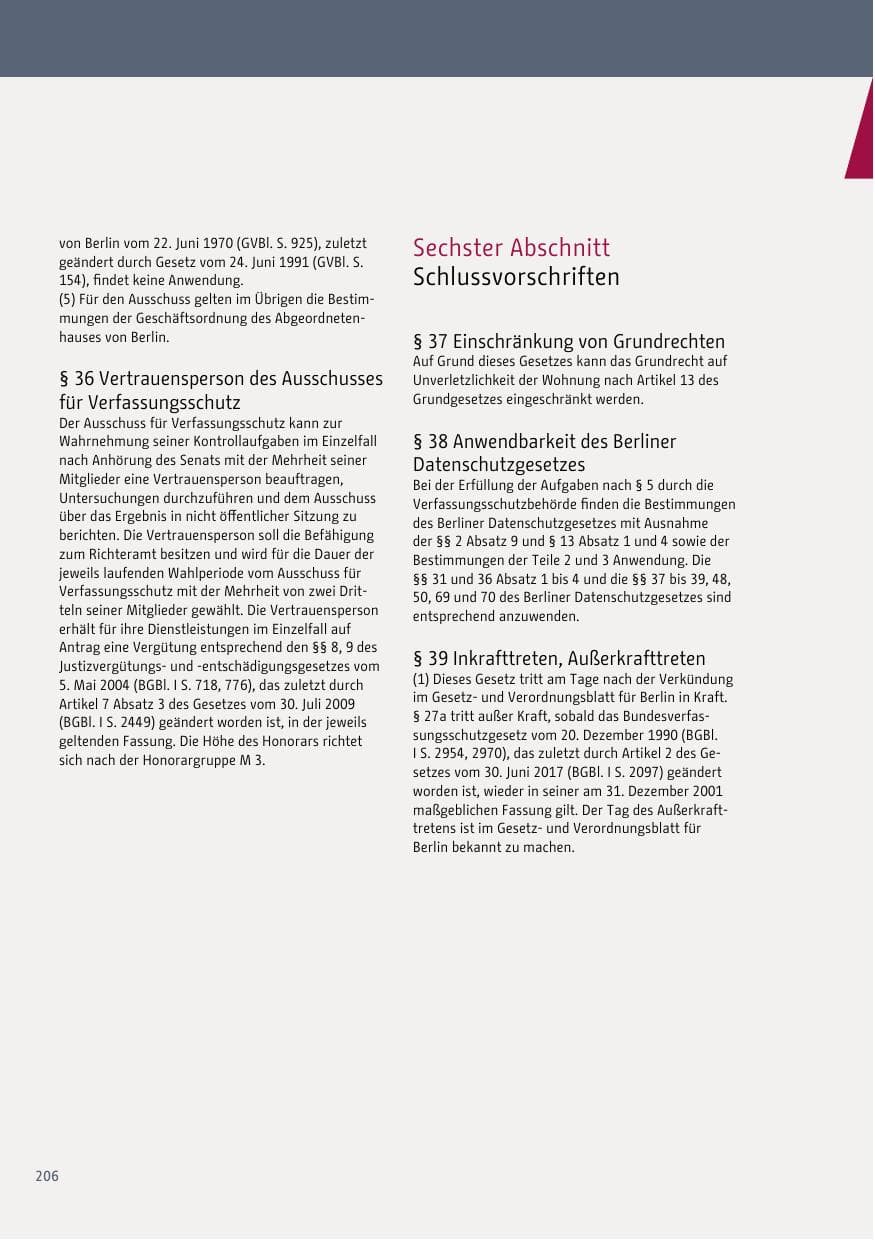 Seite 206 des Verfassungsschutzbericht 2018 Berlin