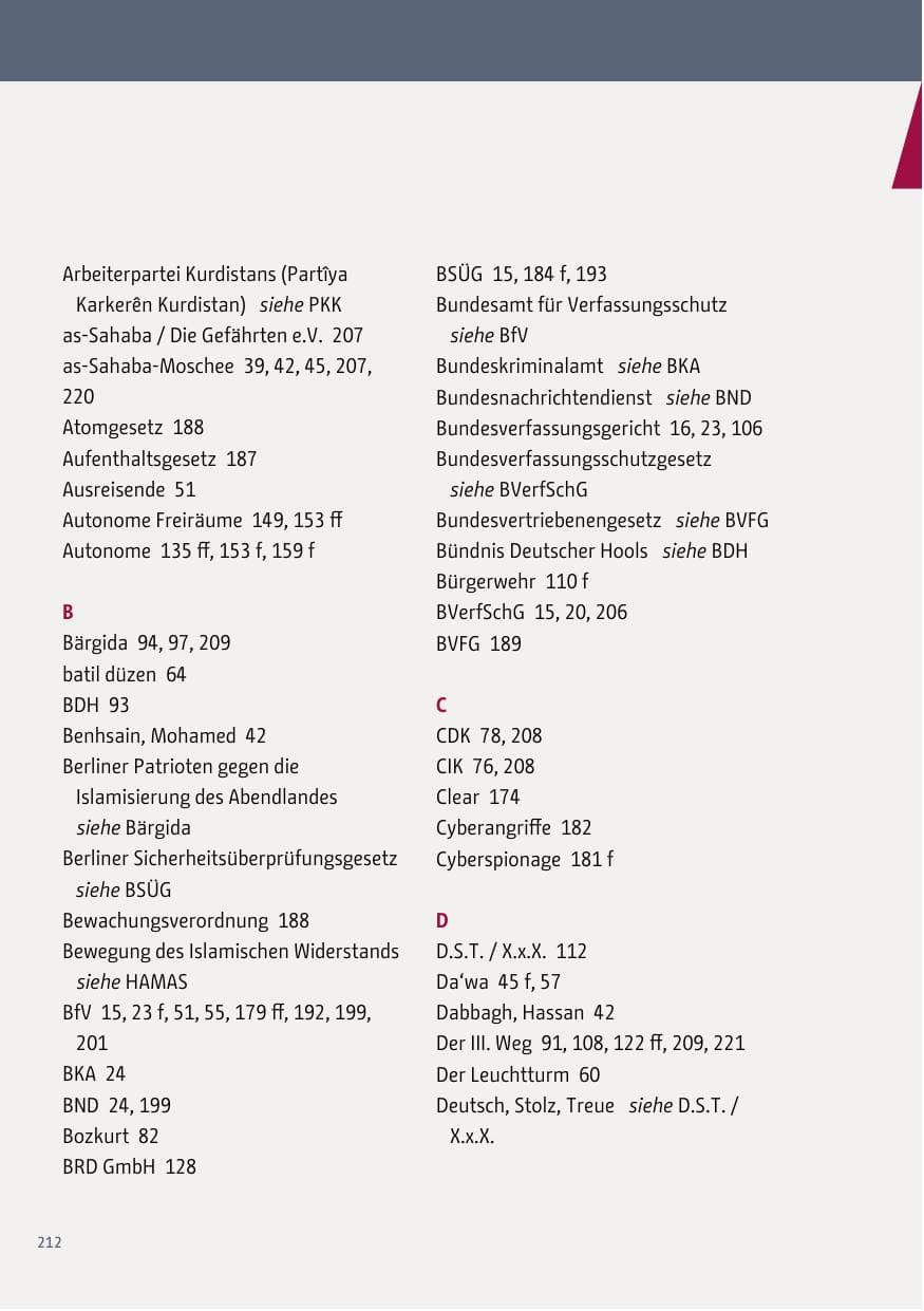 Seite 212 des Verfassungsschutzbericht 2018 Berlin