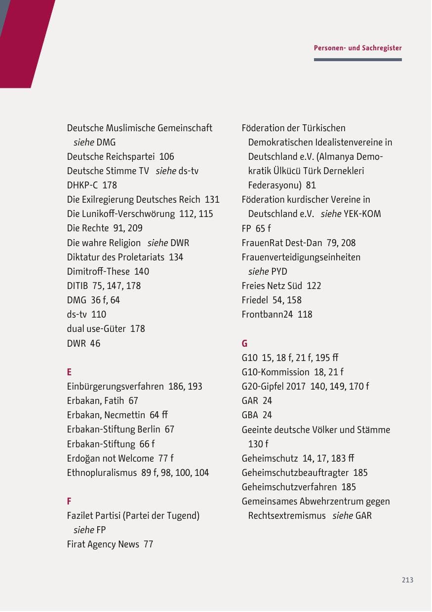 Seite 213 des Verfassungsschutzbericht 2018 Berlin