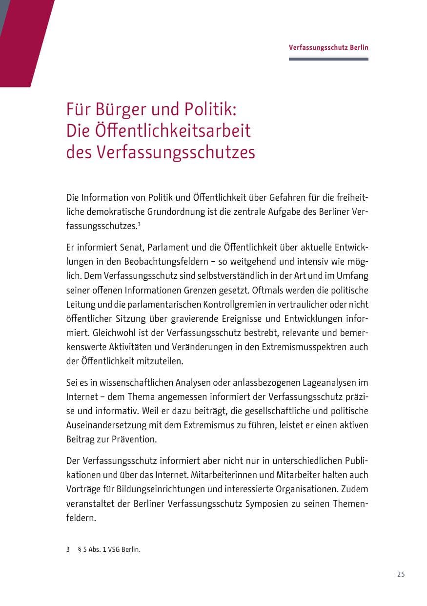 Seite 25 des Verfassungsschutzbericht 2018 Berlin