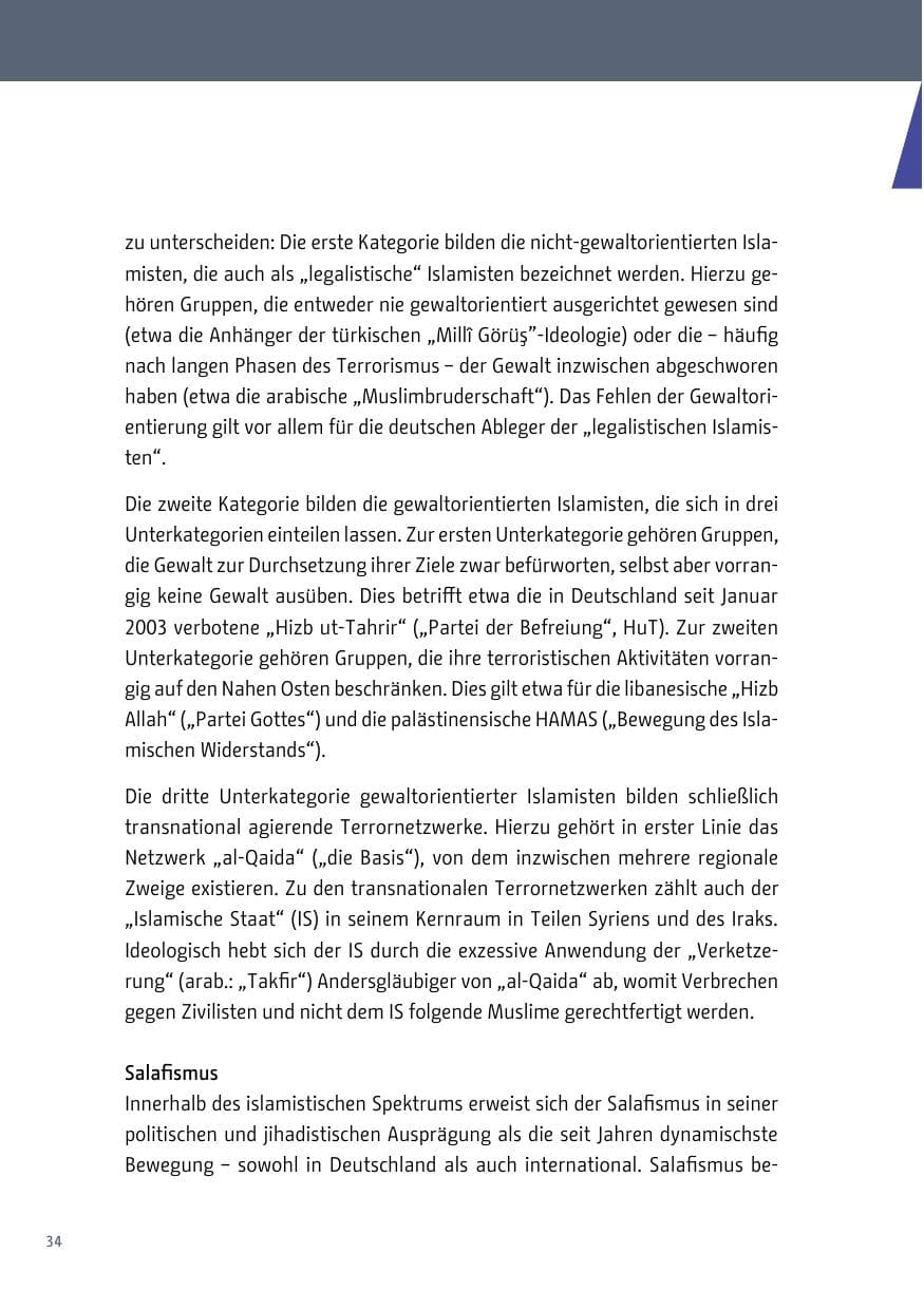 Seite 34 des Verfassungsschutzbericht 2018 Berlin