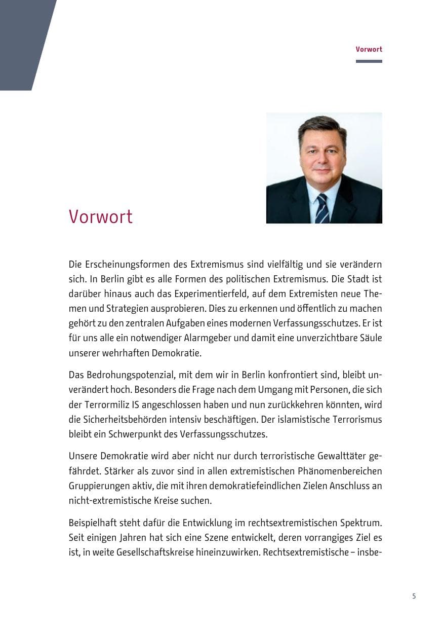 Seite 5 des Verfassungsschutzbericht 2018 Berlin