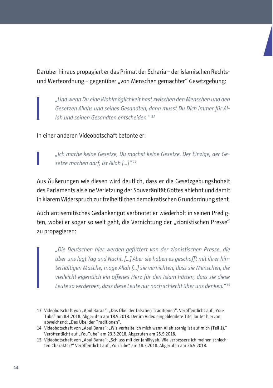 Seite 44 des Verfassungsschutzbericht 2018 Berlin