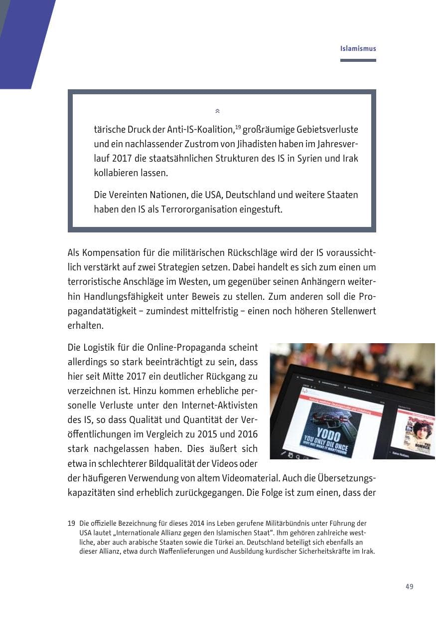 Seite 49 des Verfassungsschutzbericht 2018 Berlin
