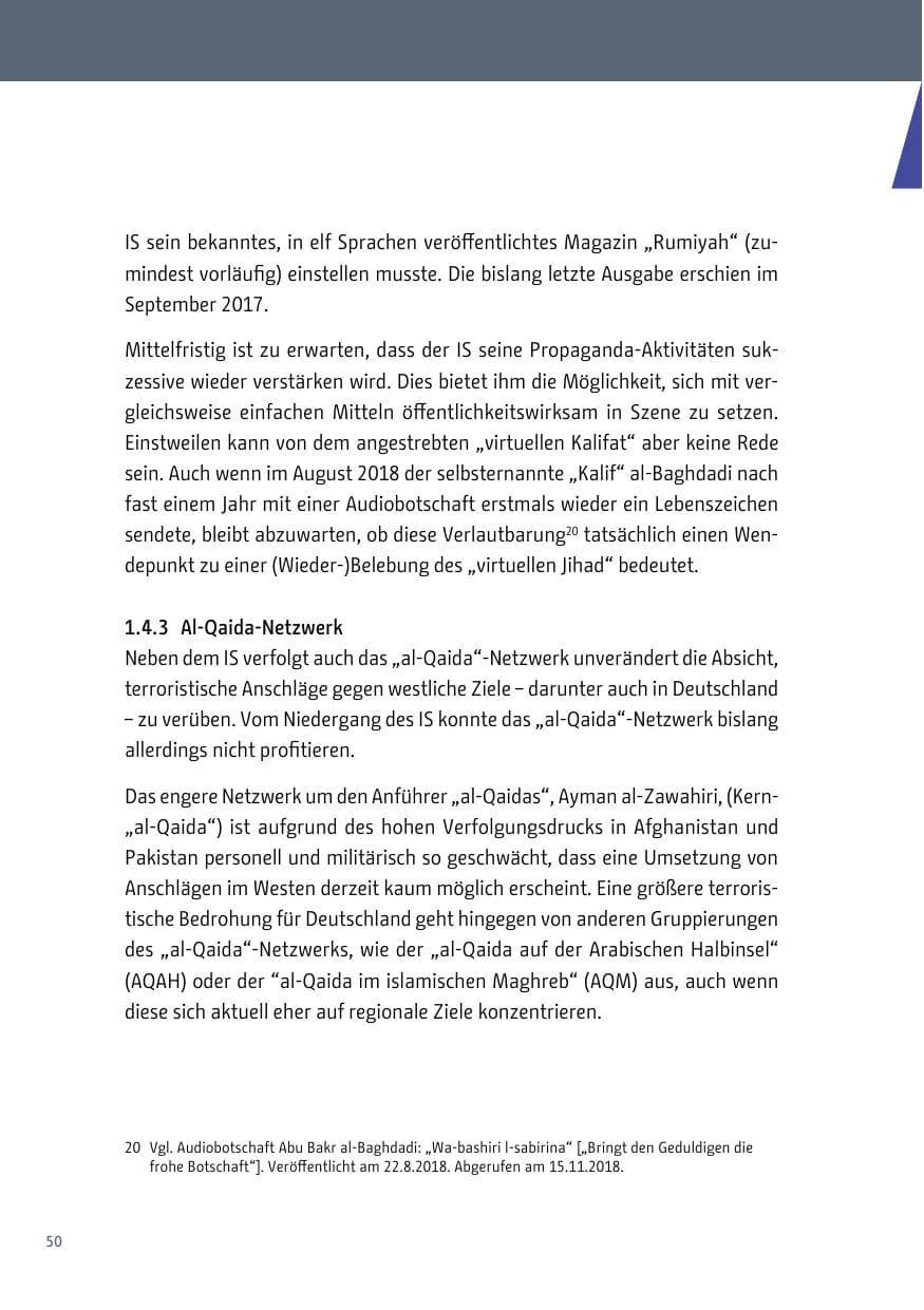 Seite 50 des Verfassungsschutzbericht 2018 Berlin
