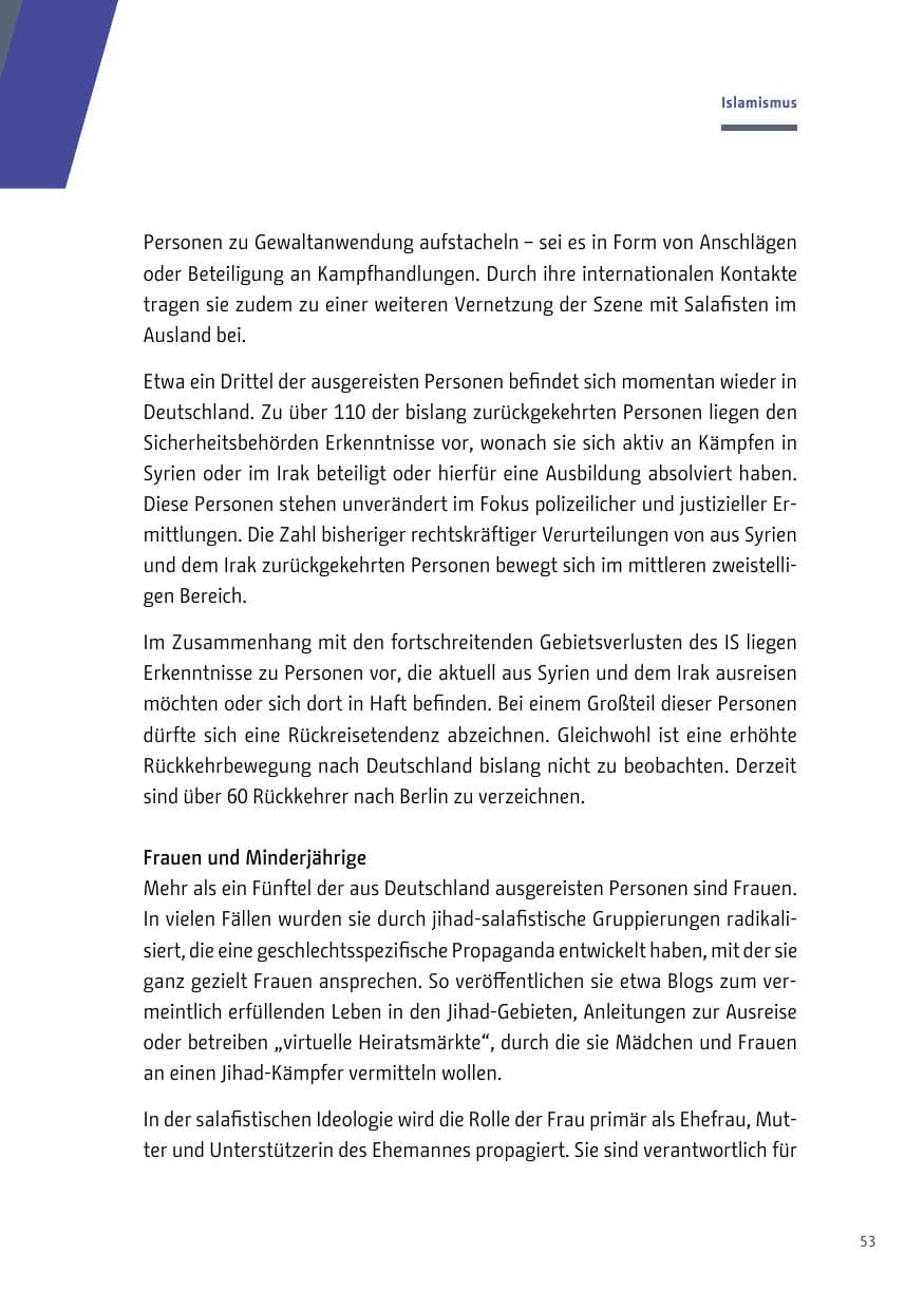 Seite 53 des Verfassungsschutzbericht 2018 Berlin