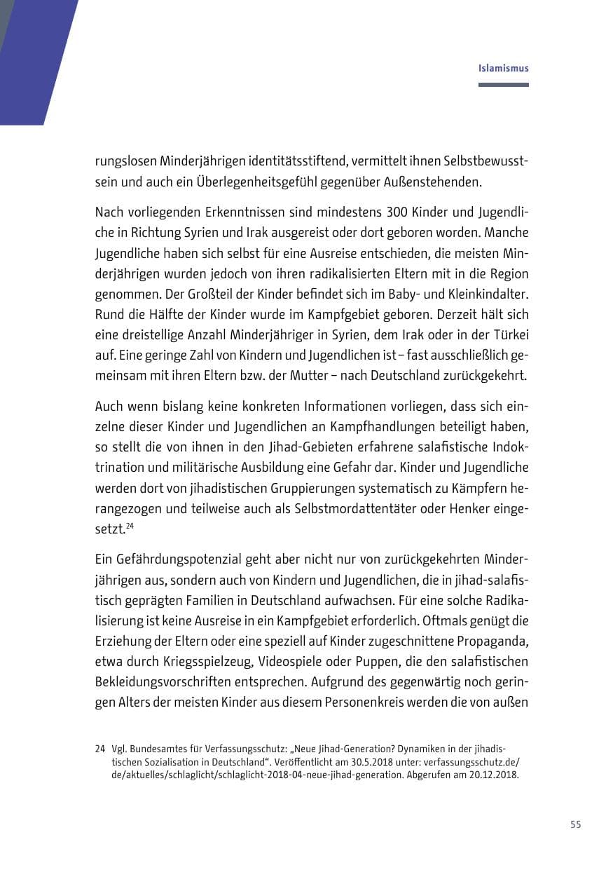 Seite 55 des Verfassungsschutzbericht 2018 Berlin