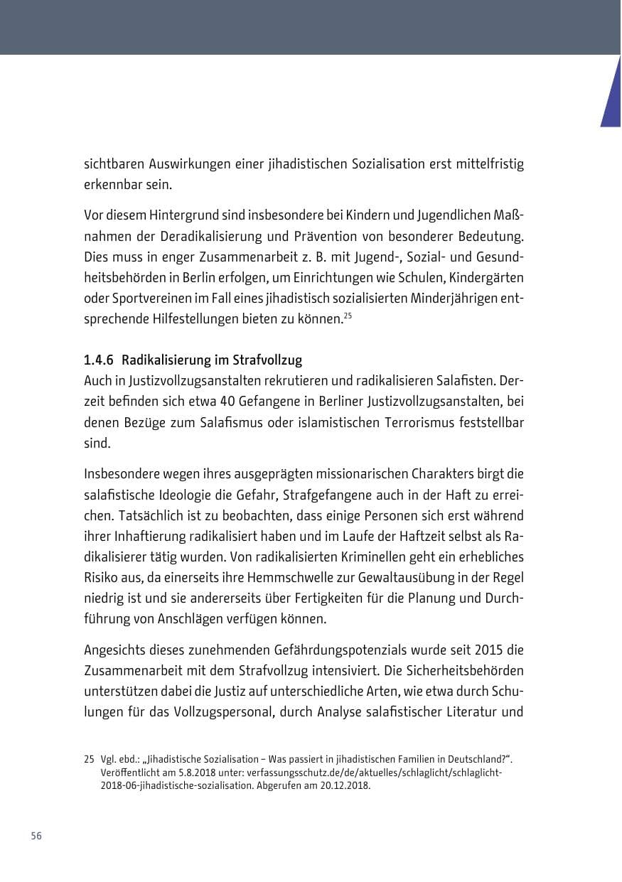 Seite 56 des Verfassungsschutzbericht 2018 Berlin