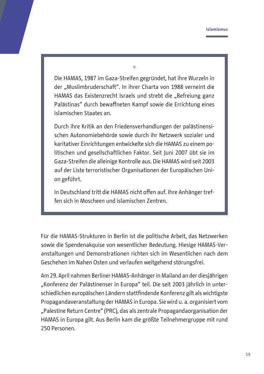 Seite 59 des Verfassungsschutzbericht 2018 Berlin