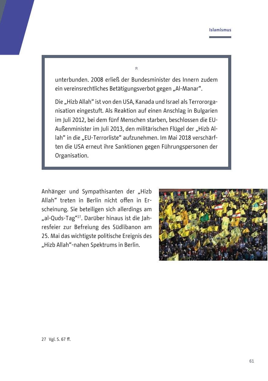 Seite 61 des Verfassungsschutzbericht 2018 Berlin