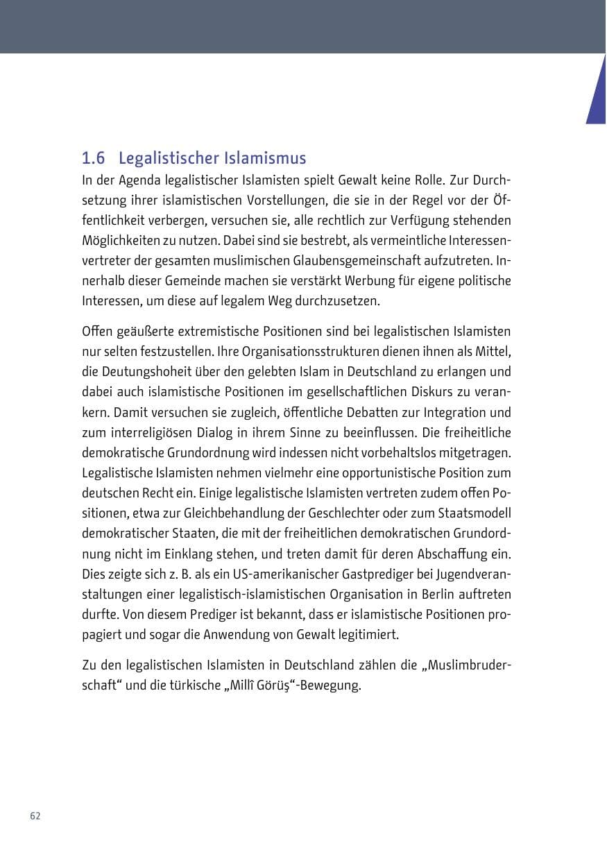 Seite 62 des Verfassungsschutzbericht 2018 Berlin