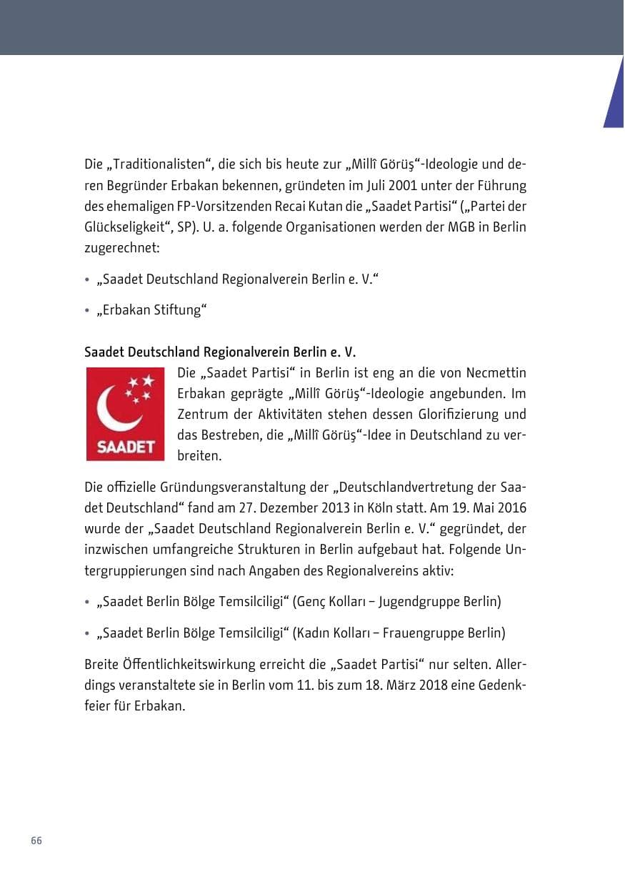 Seite 66 des Verfassungsschutzbericht 2018 Berlin
