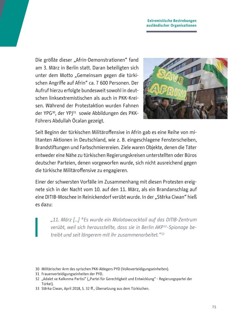 Seite 75 des Verfassungsschutzbericht 2018 Berlin