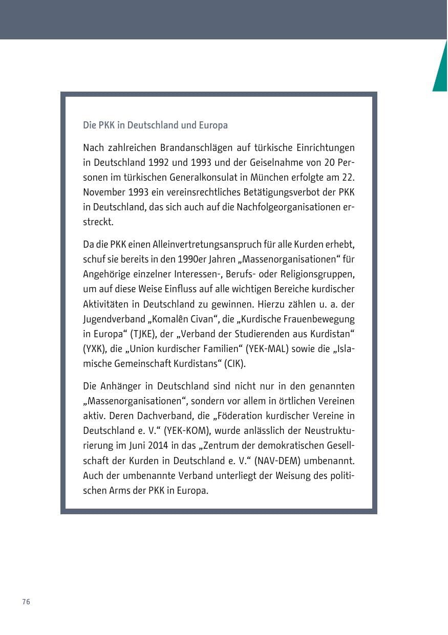 Seite 76 des Verfassungsschutzbericht 2018 Berlin