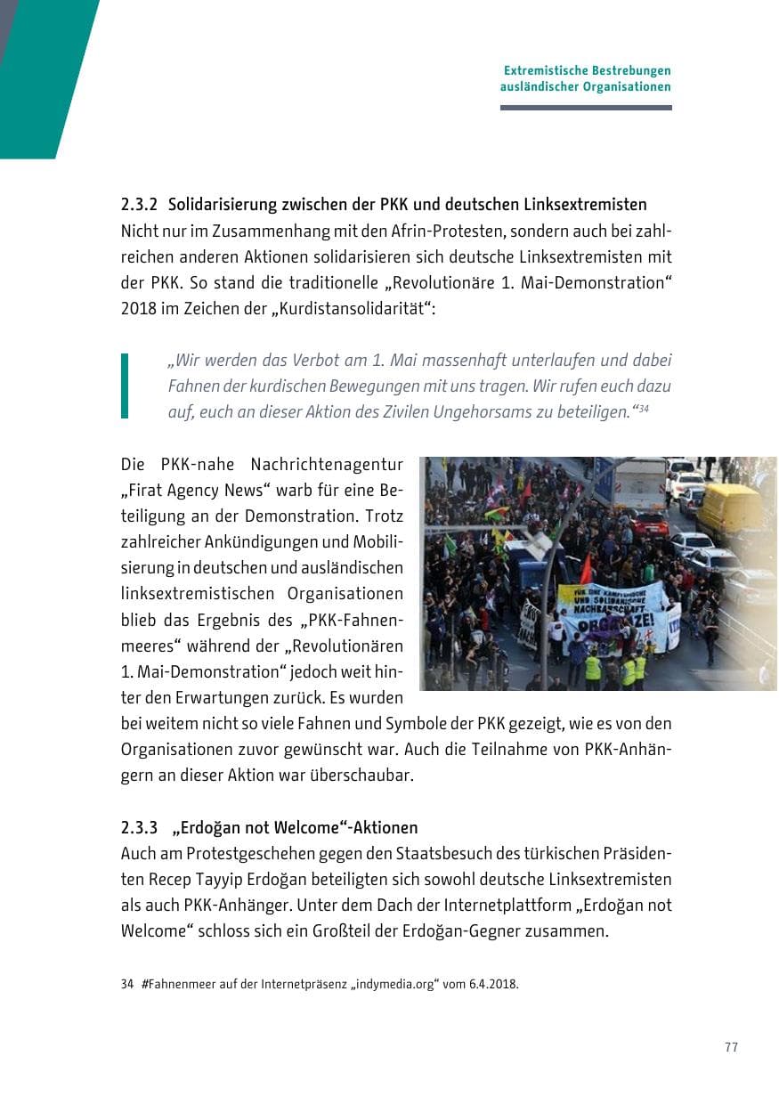 Seite 77 des Verfassungsschutzbericht 2018 Berlin