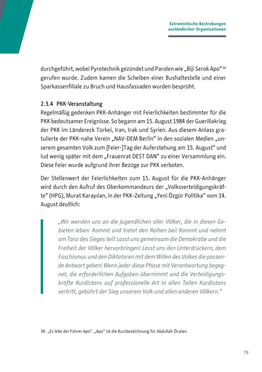 Seite 79 des Verfassungsschutzbericht 2018 Berlin