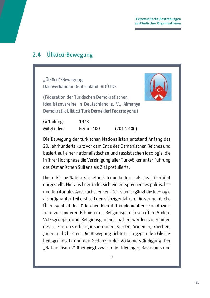 Seite 81 des Verfassungsschutzbericht 2018 Berlin