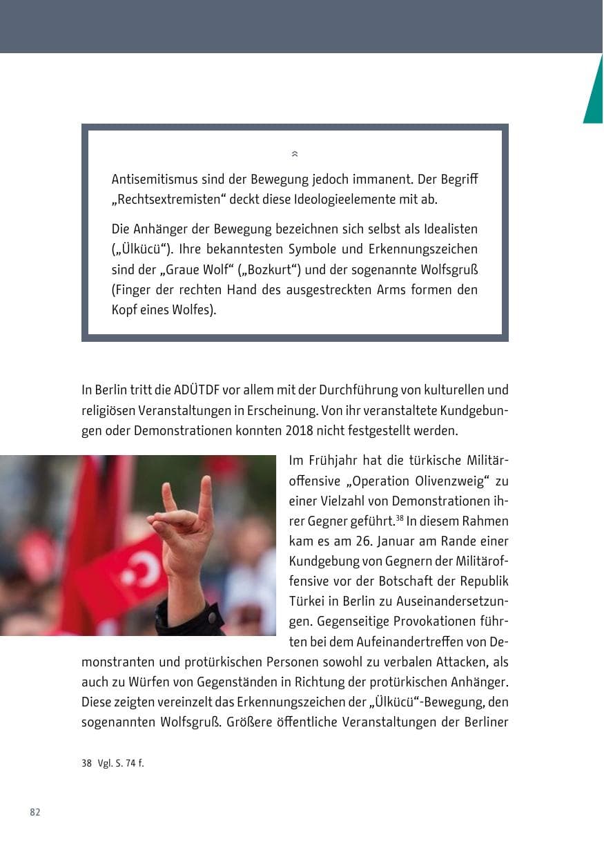 Seite 82 des Verfassungsschutzbericht 2018 Berlin