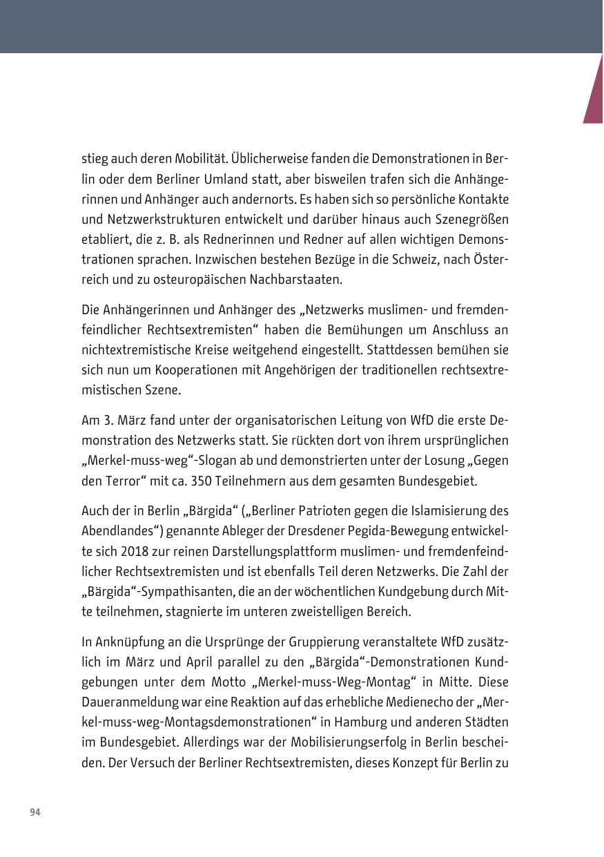 Seite 94 des Verfassungsschutzbericht 2018 Berlin