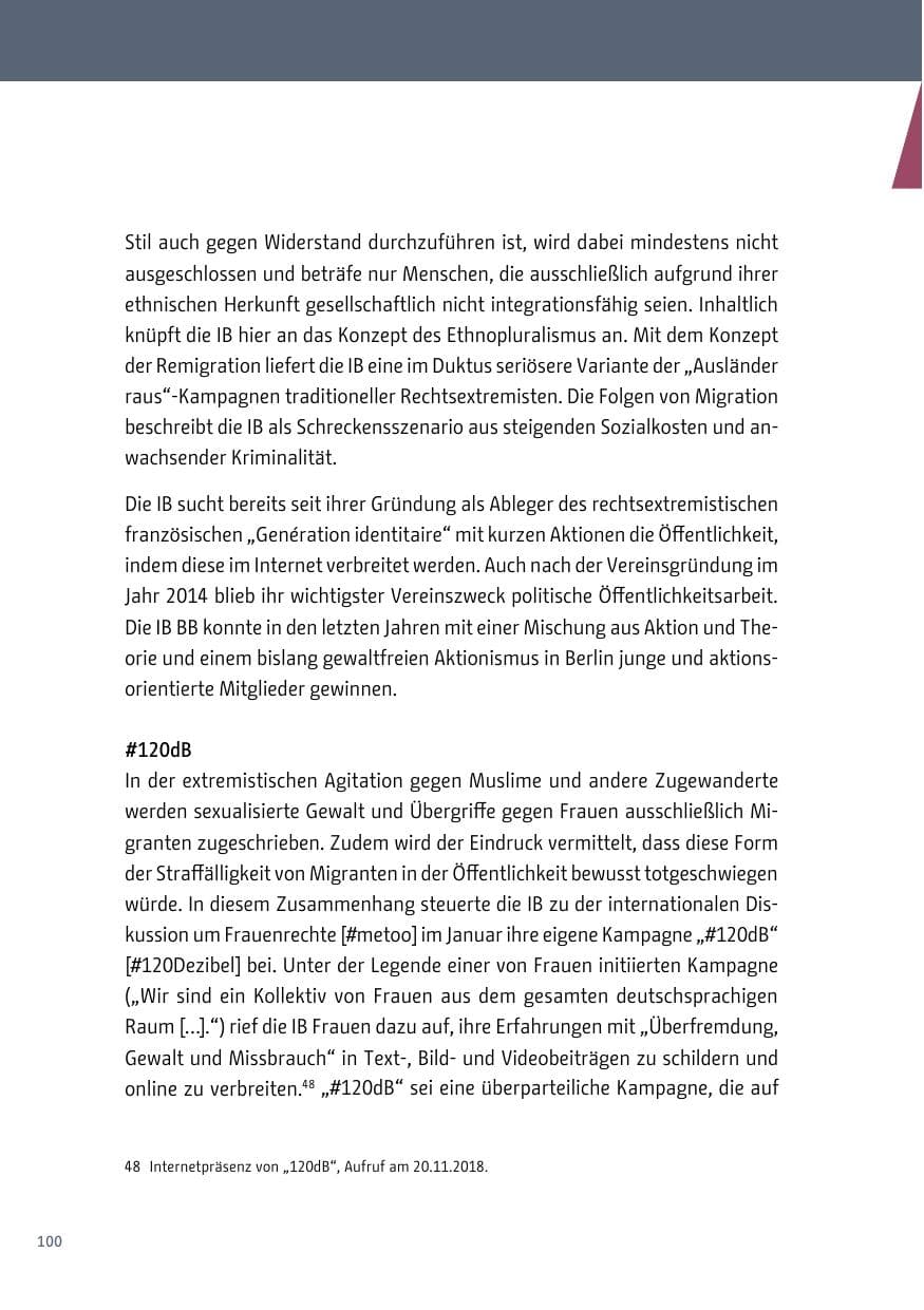 Seite 100 des Verfassungsschutzbericht 2018 Berlin