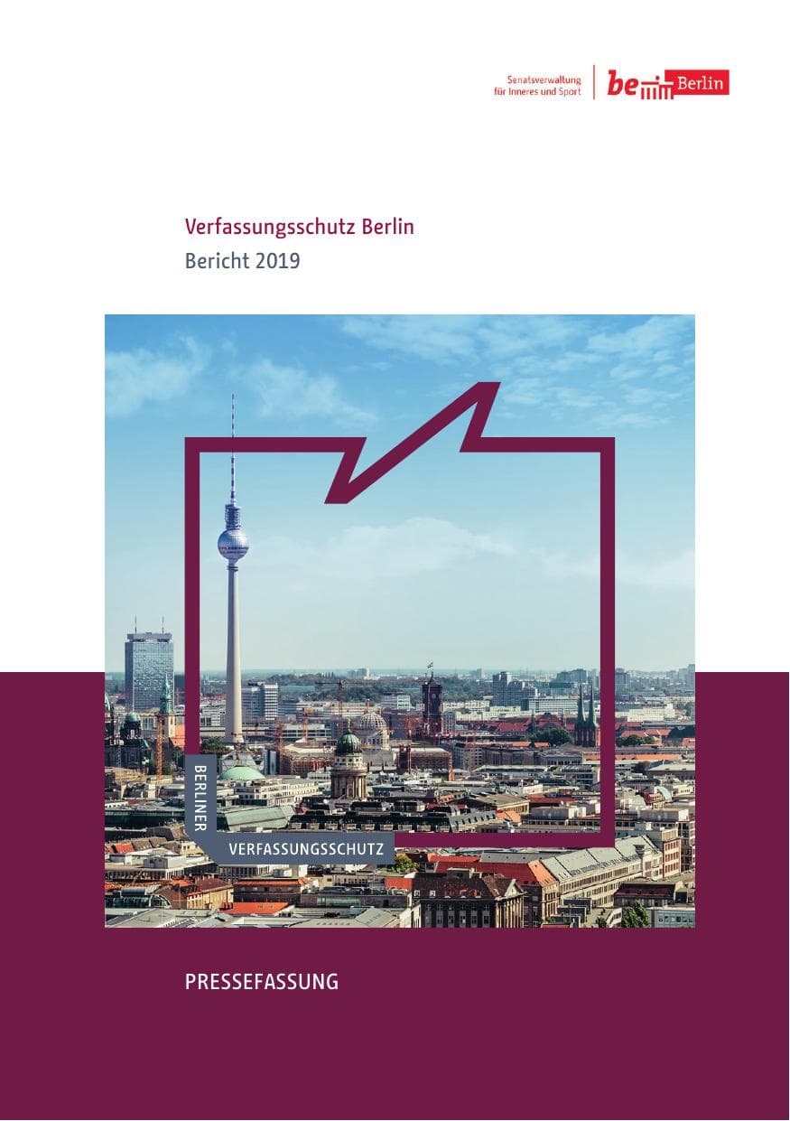 Seite 1 des Verfassungsschutzbericht 2019 Berlin