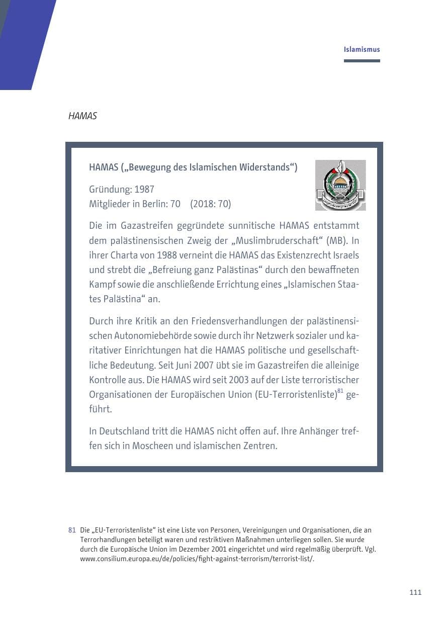 Seite 111 des Verfassungsschutzbericht 2019 Berlin