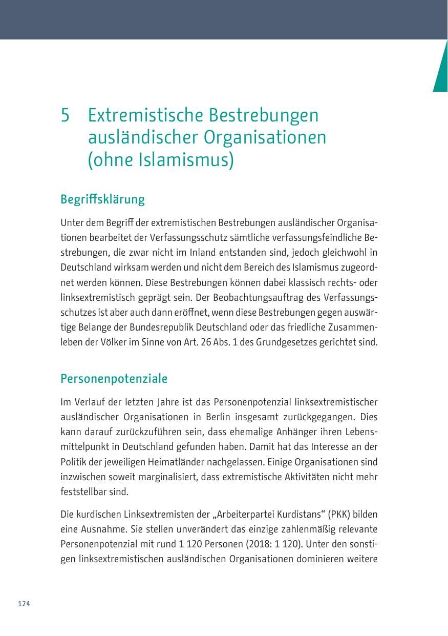 Seite 124 des Verfassungsschutzbericht 2019 Berlin