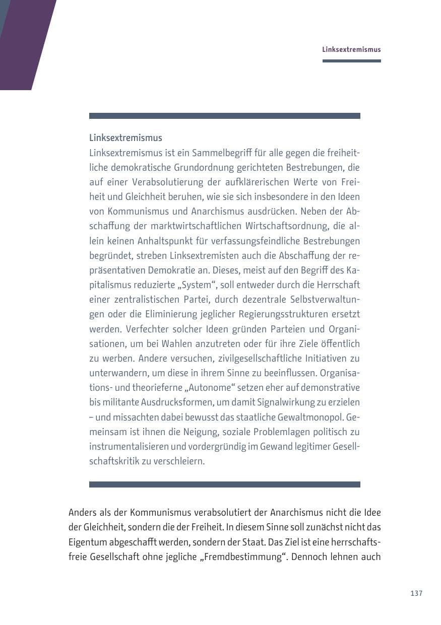 Seite 137 des Verfassungsschutzbericht 2019 Berlin