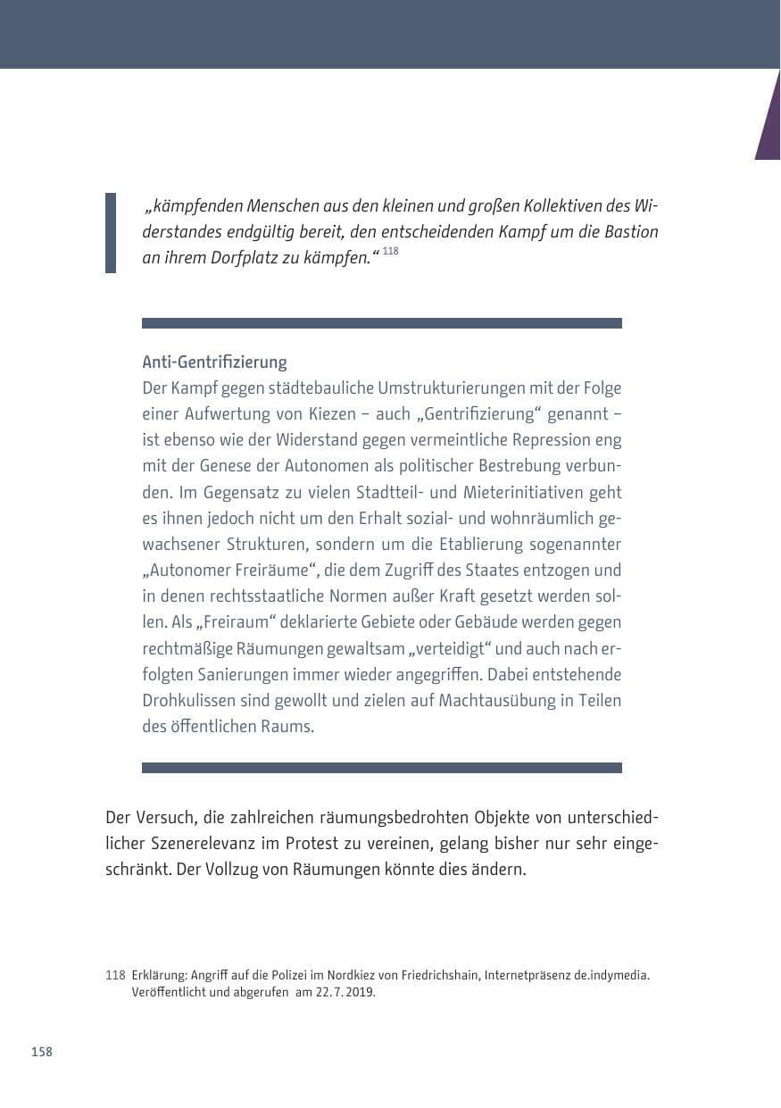 Seite 158 des Verfassungsschutzbericht 2019 Berlin