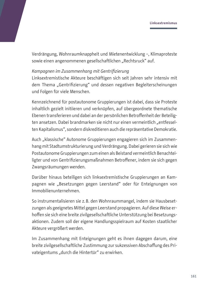 Seite 161 des Verfassungsschutzbericht 2019 Berlin