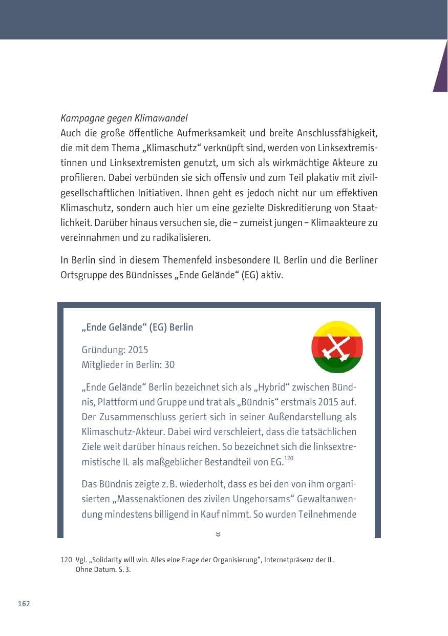 Seite 162 des Verfassungsschutzbericht 2019 Berlin