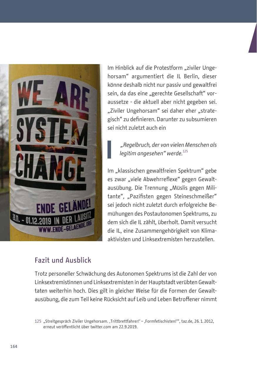 Seite 164 des Verfassungsschutzbericht 2019 Berlin