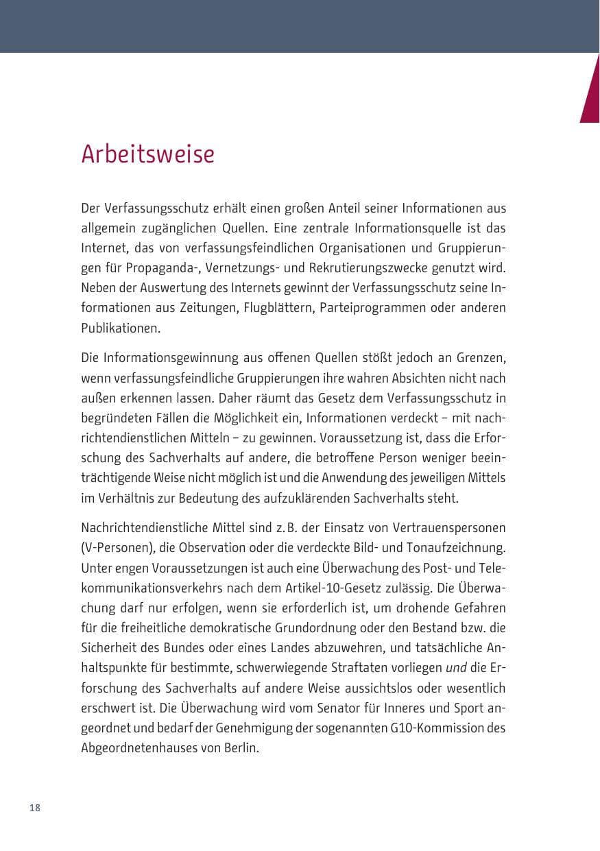 Seite 18 des Verfassungsschutzbericht 2019 Berlin