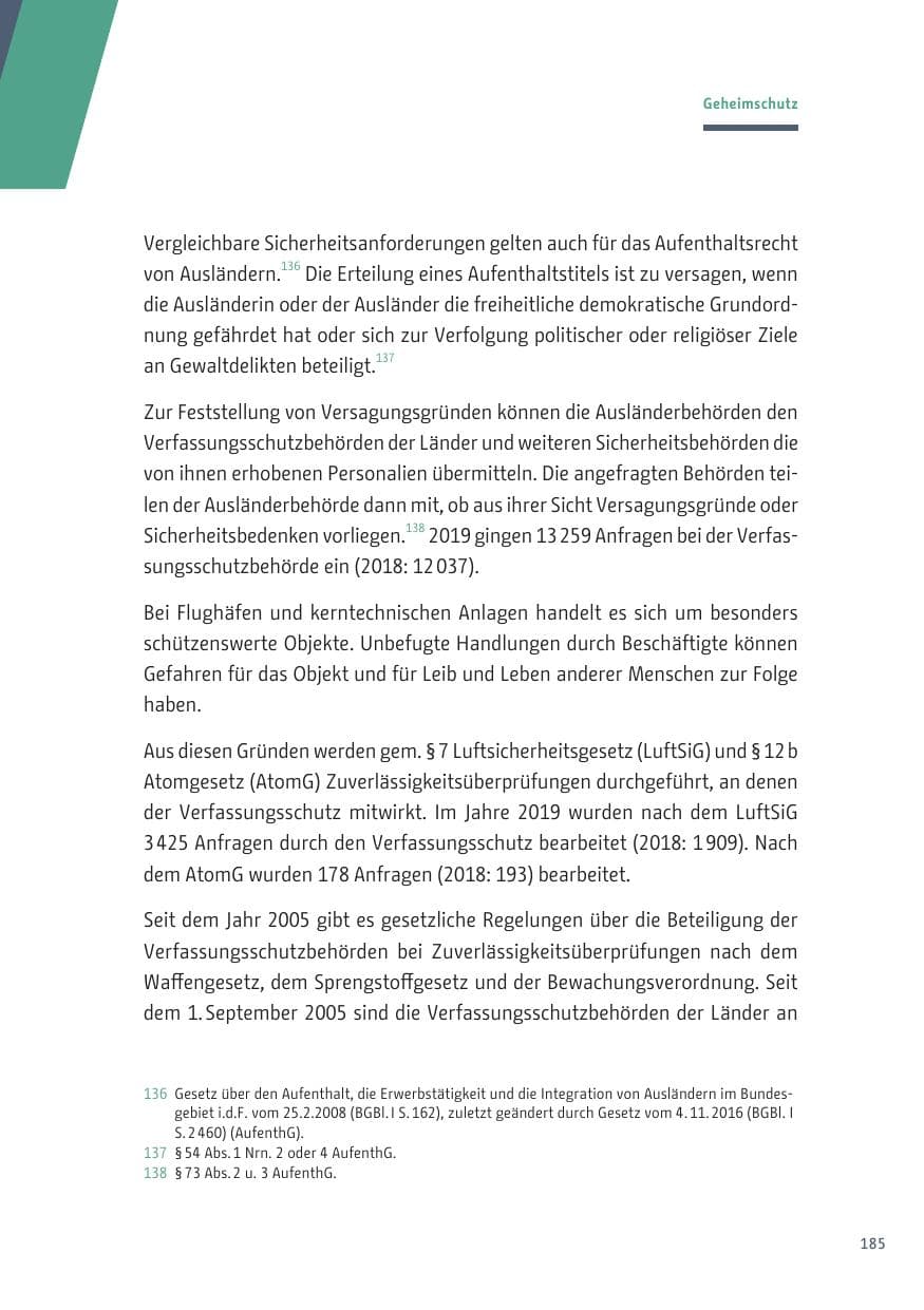 Seite 185 des Verfassungsschutzbericht 2019 Berlin