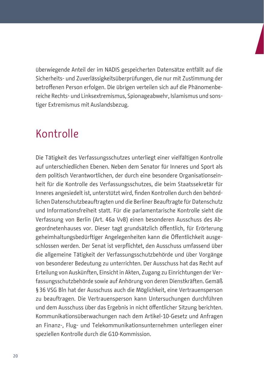 Seite 20 des Verfassungsschutzbericht 2019 Berlin
